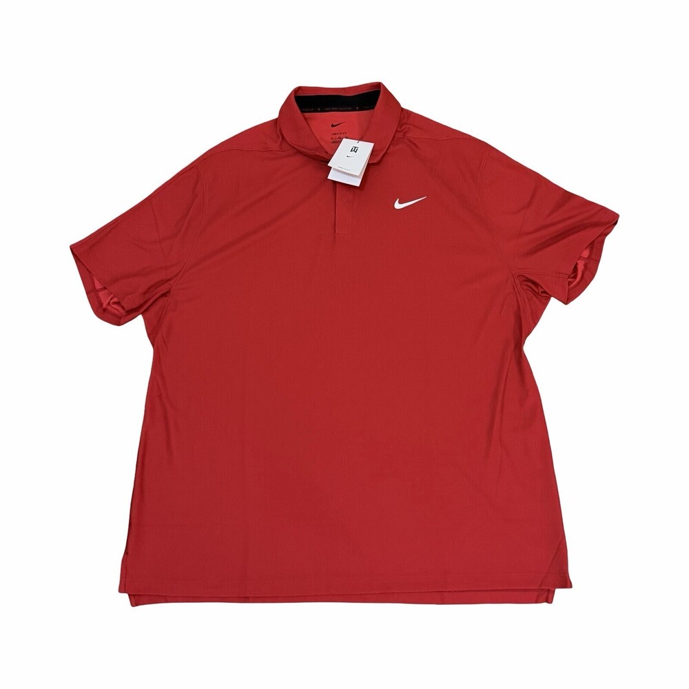Size XL Nike Tiger Woods Dri FIT Golf Polo Shirt Red White Logo DR5314-687